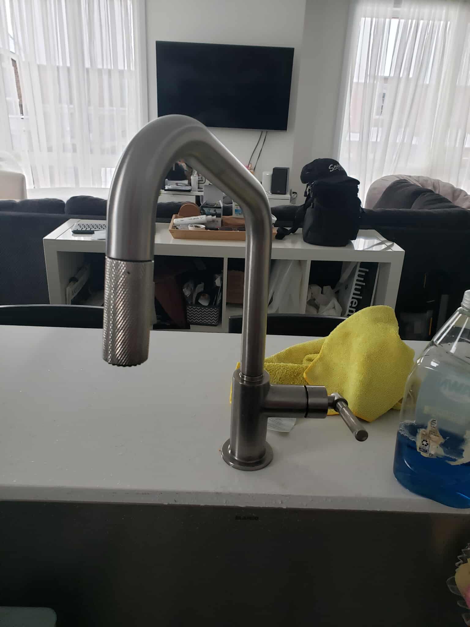 A faucet in the sink