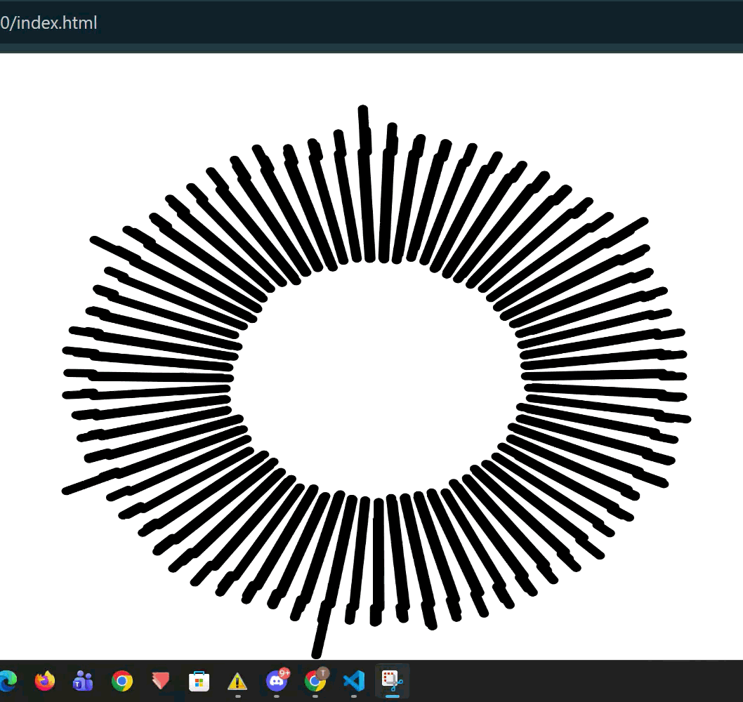 I tried modifying the code of the circular visualization. I do not remember how I got this, but I know I just tried changing some numbers.