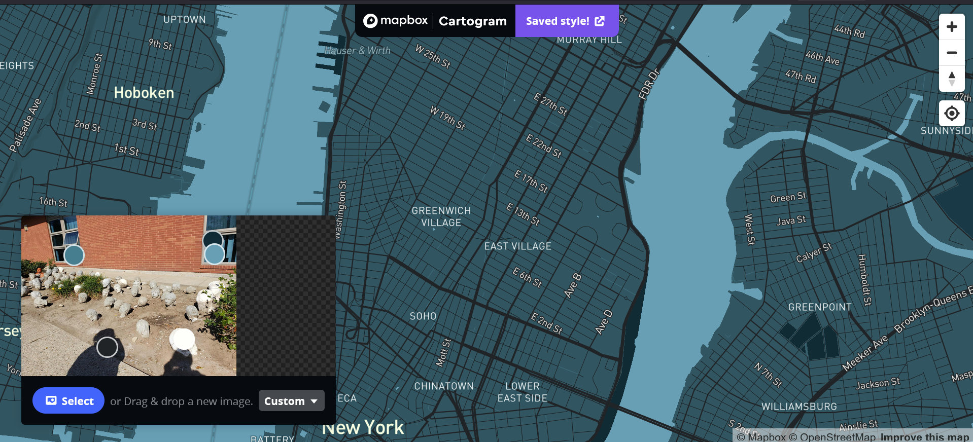 Exploring different color combination using images in mapbox.