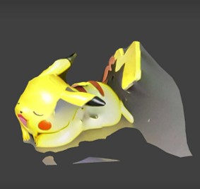 3D scanned Pikachu toy. A part of it is fused with the floor.