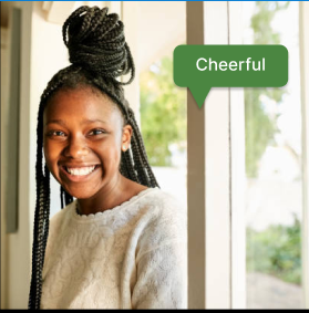 Using hinted words to imagine what emotions the people in the photos have.