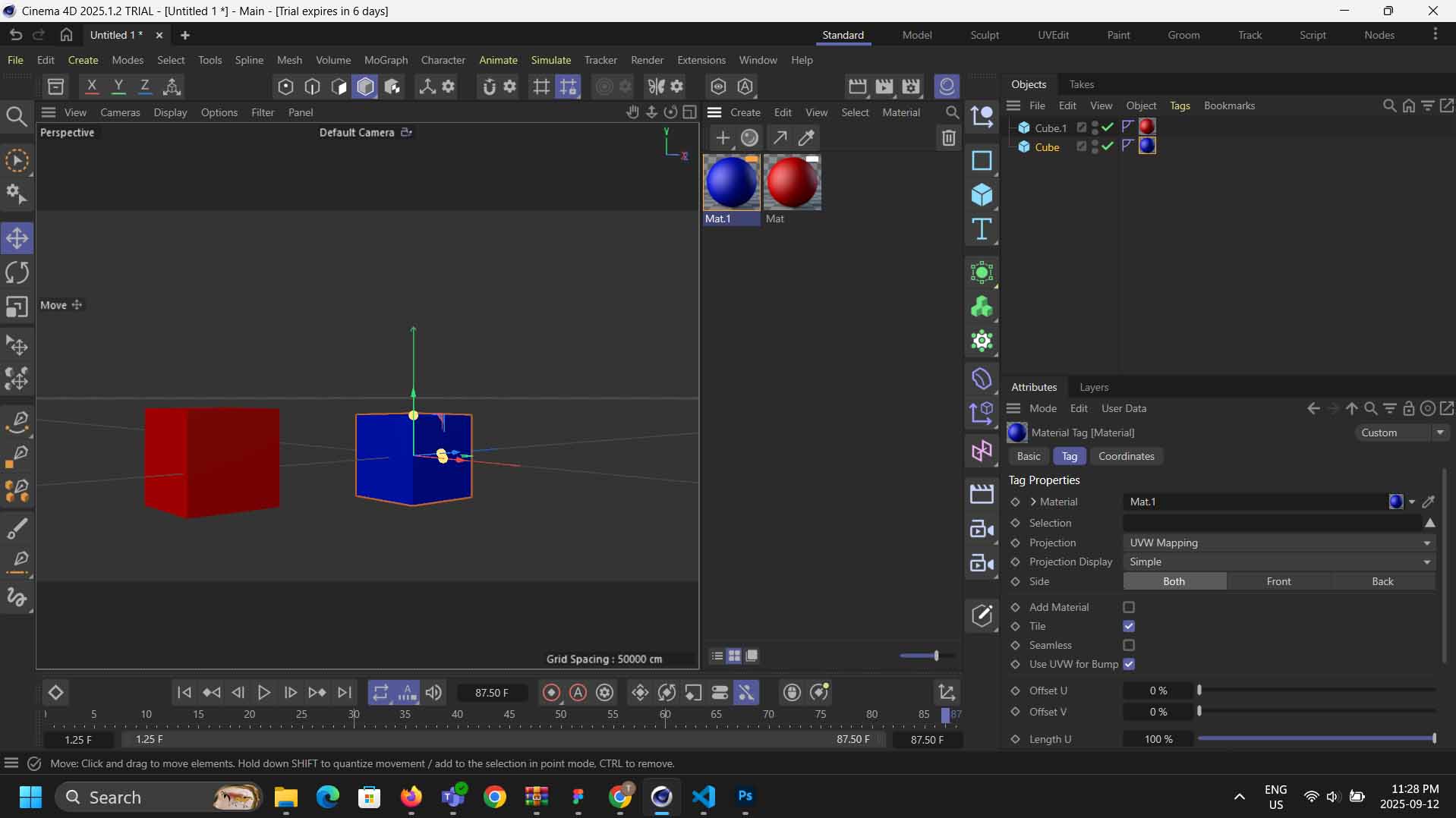 Practice putting material/color on objects